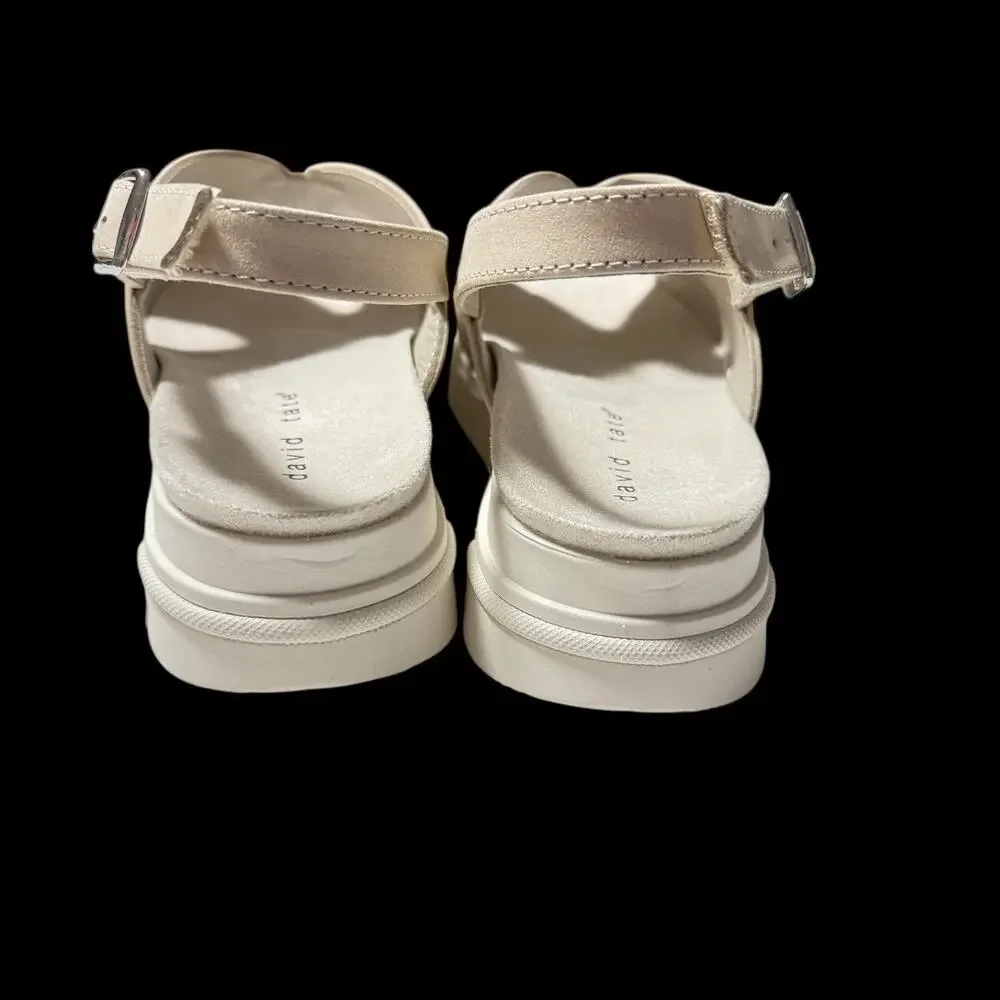 David Tate Madona Women Beige sandals adjustable slingback SZ/ 7 Wide